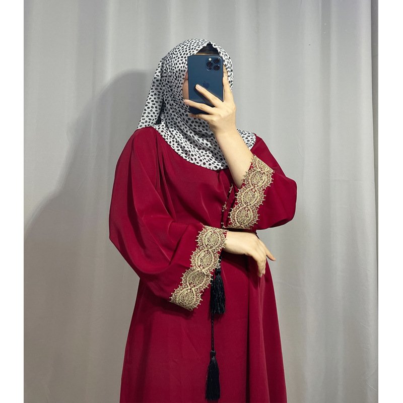 Hot sale solid ladies lace muslim abaya custom plain simple maxi Islamic EID abaya women muslim dress 2023 dubai