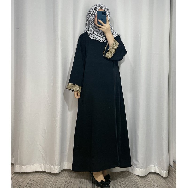 Hot sale solid ladies lace muslim abaya custom plain simple maxi Islamic EID abaya women muslim dress 2023 dubai
