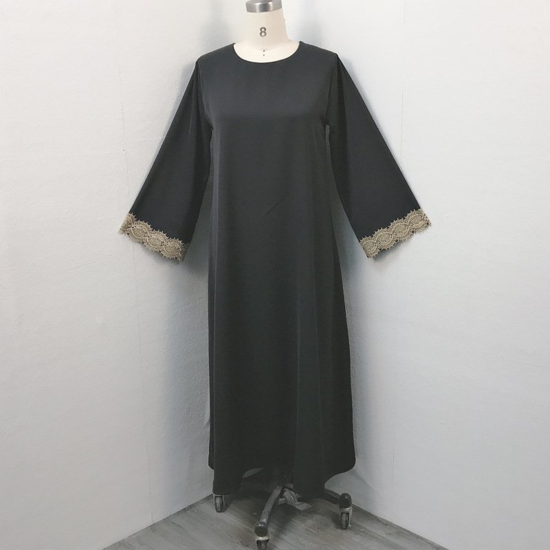 Hot sale solid ladies lace muslim abaya custom plain simple maxi Islamic EID abaya women muslim dress 2023 dubai