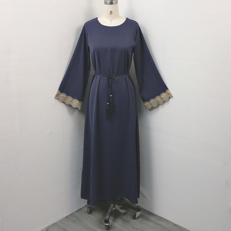 Hot sale solid ladies lace muslim abaya custom plain simple maxi Islamic EID abaya women muslim dress 2023 dubai