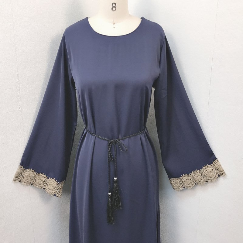 Hot sale solid ladies lace muslim abaya custom plain simple maxi Islamic EID abaya women muslim dress 2023 dubai