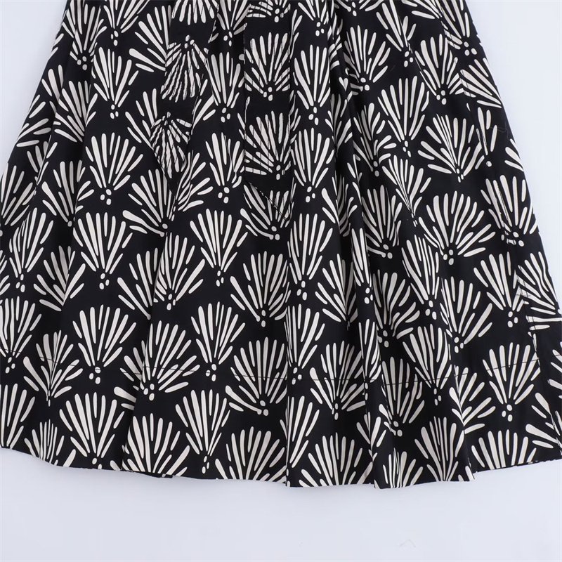 TAOP&ZA women's clothing 2024 early autumn new long-sleeved midi dress fashionable casual retro printed shirt dress 8465232