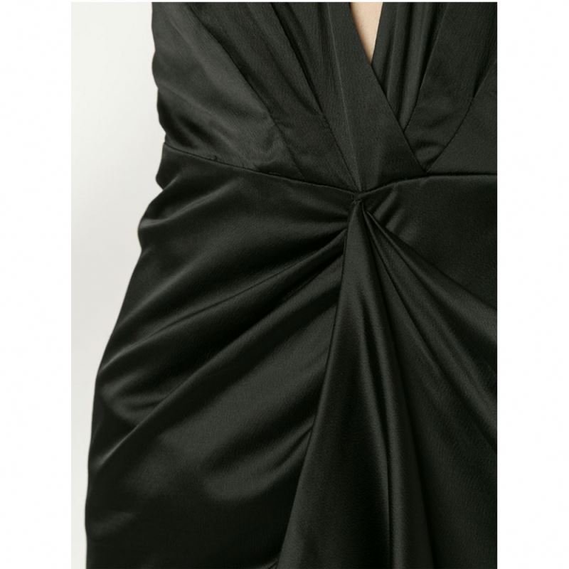 Autumn Elegant Women Casual Dress Silk Satin V-neck Backless Slit Maxi Long Dress Natural OEM Service Short Zippers Adults Solid