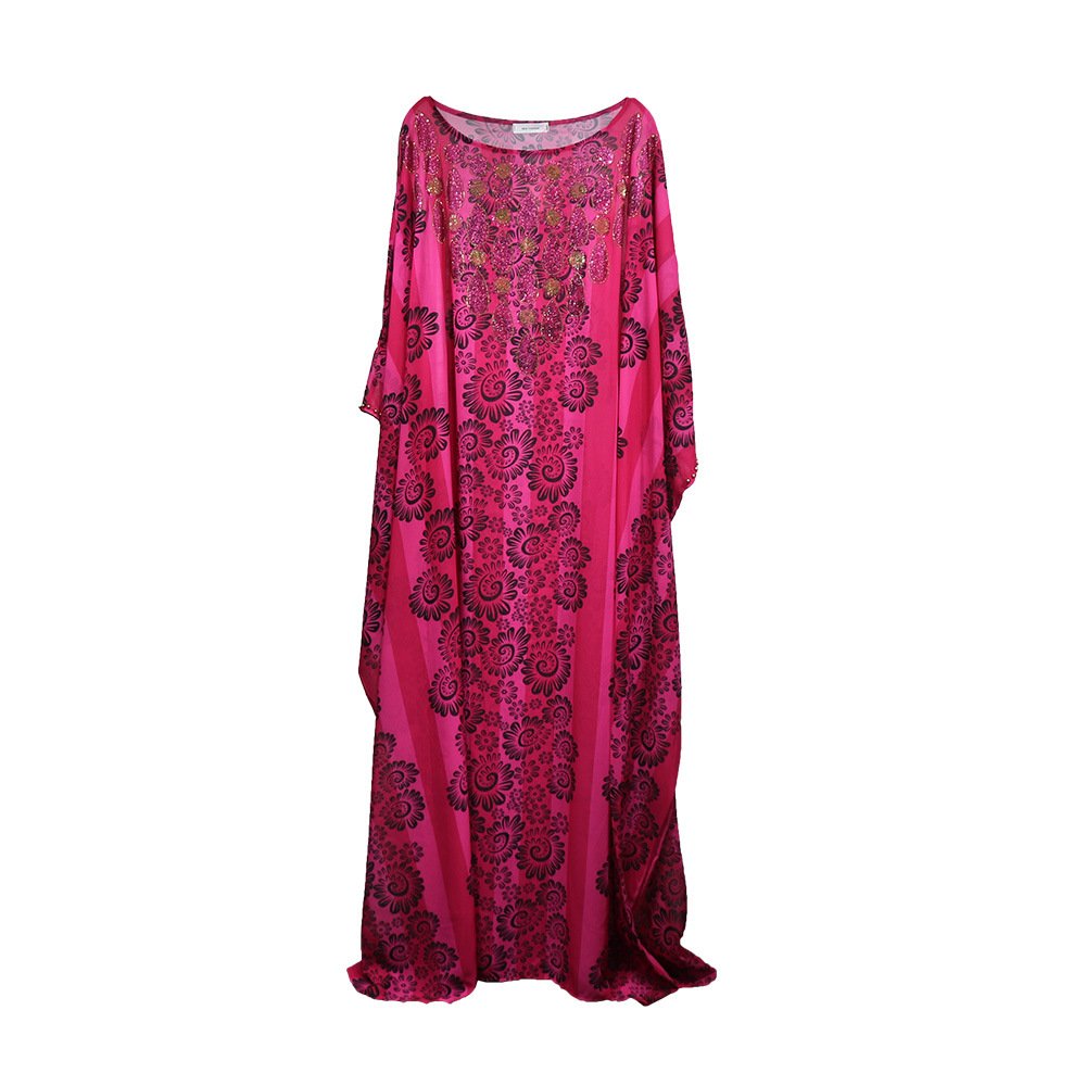 African Ethnic Clothing Ladies Dress Plus Size Hot Drilling Chiffon Women Dress with Elastic Inner Dress