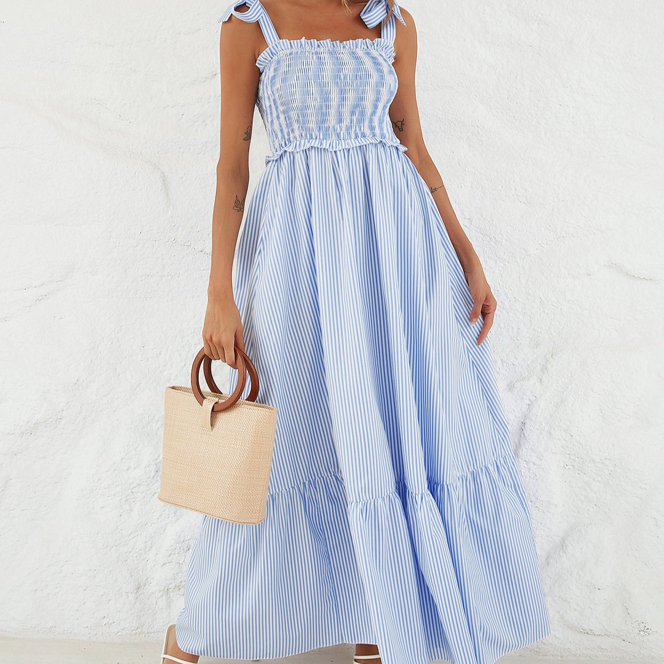 OEM Summer Comfortable Women's Clothing Sleeveless Striped Casual Dress For Ladies In Plus Size Women Dresses