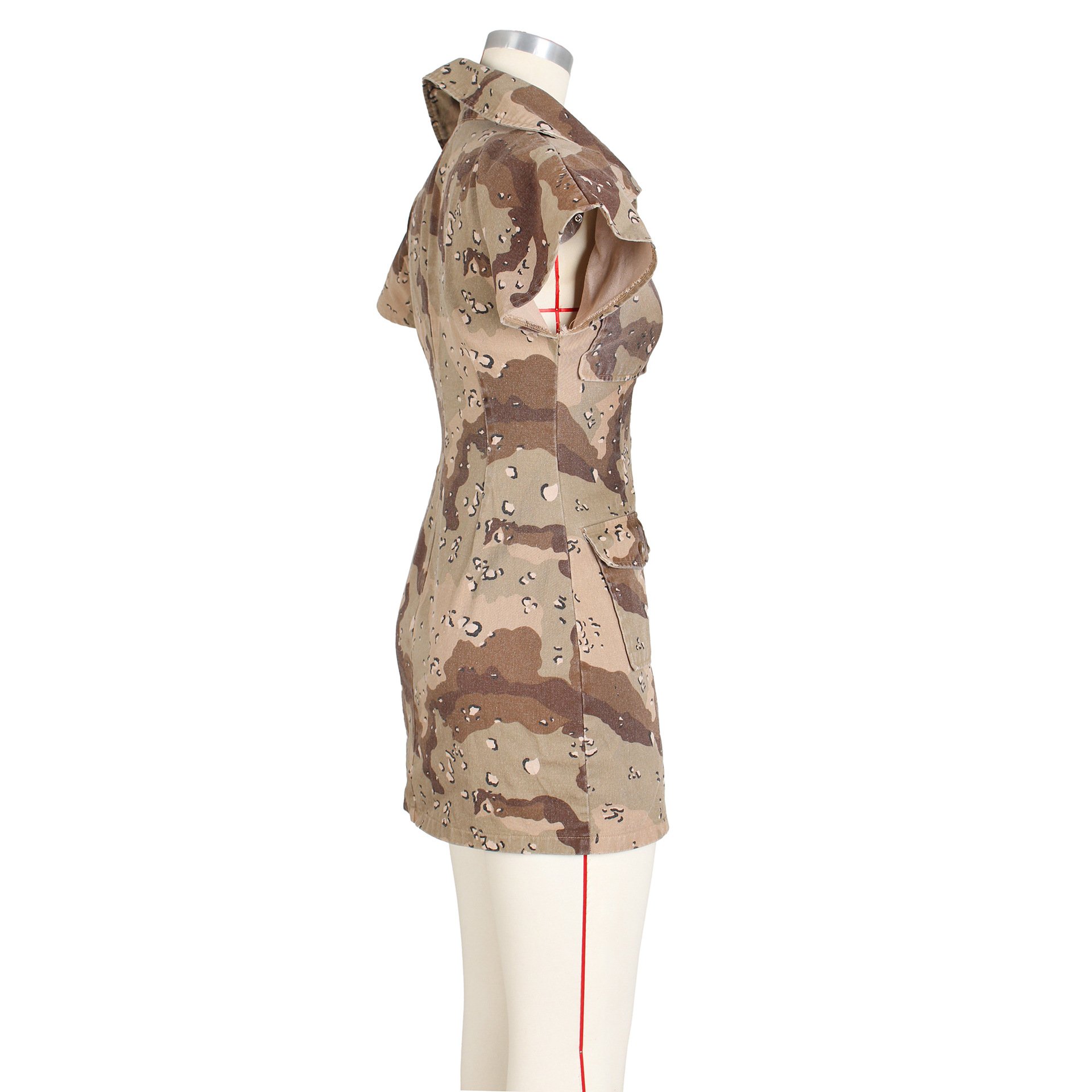 Liu Ming New Wholesale Summer Women Clothes Sexy Pocket Washed Cardigan Camouflage Tight Short Dress