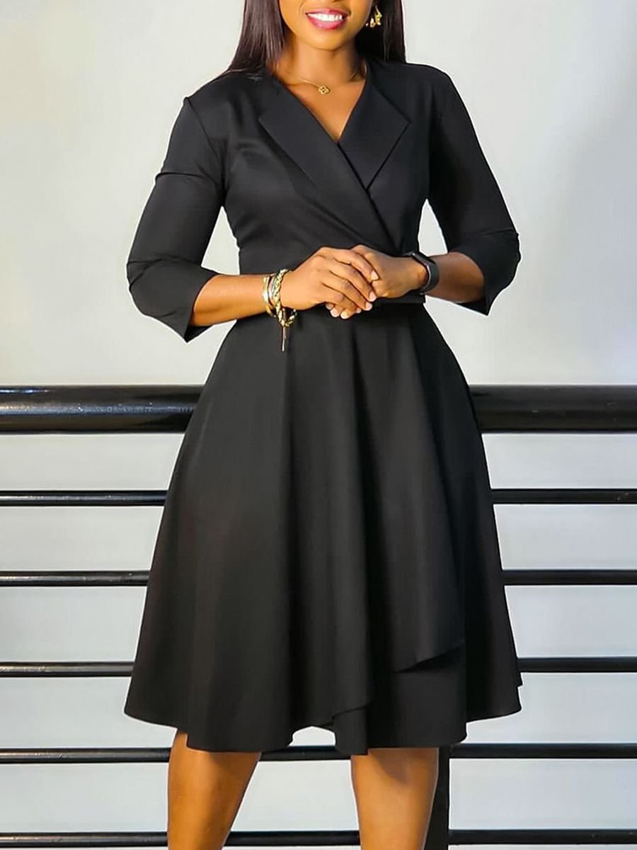 Office Ladies Dresses Slim Style Women Fashion Dresses Wholesale with Belt Elegant Summer Stand Casual Dresses Natural
