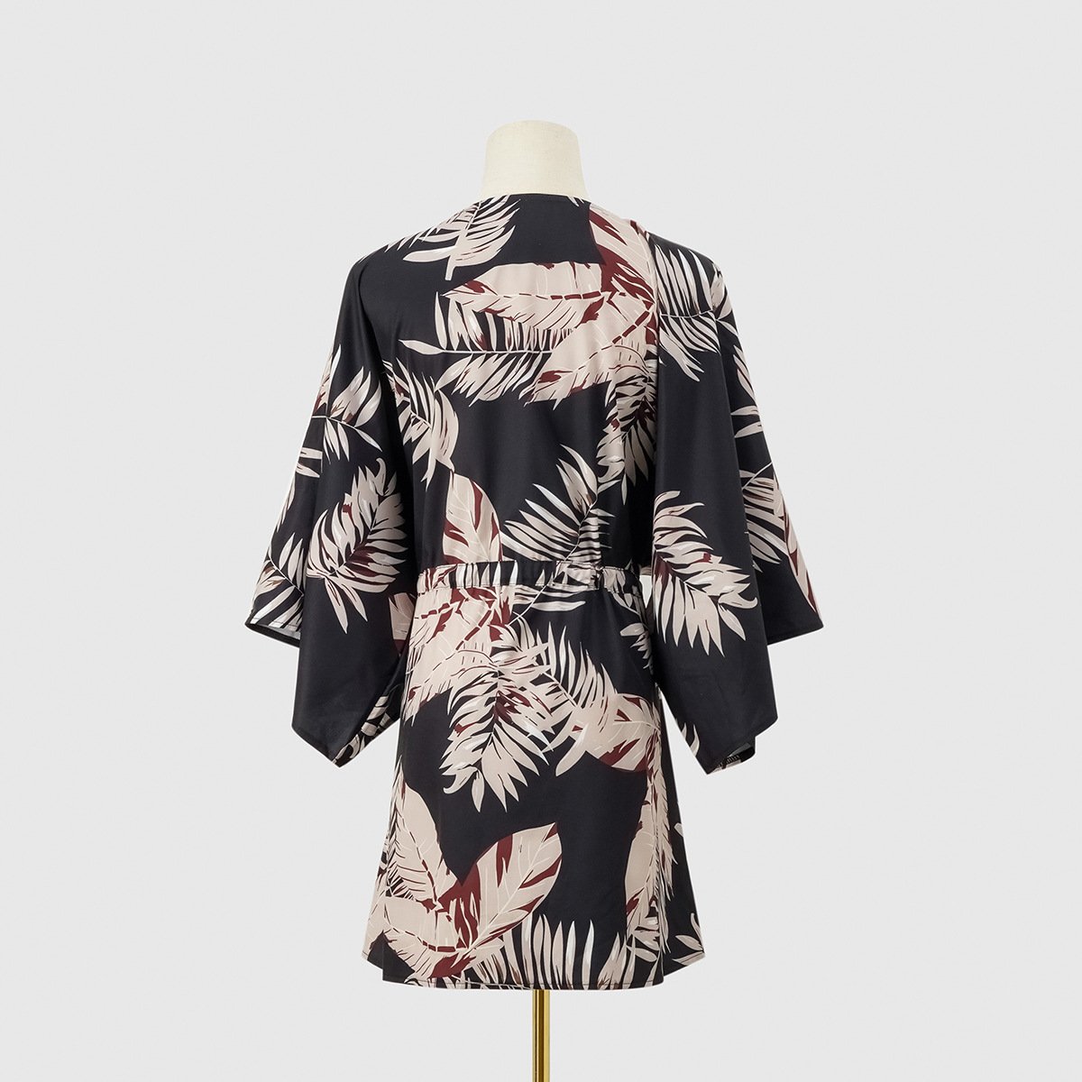 Casual Dresses 2024 Summer Hot Selling Five Quarter Sleeve V Neck Leaf Flower Print Mini Skirt Short Dress For Women