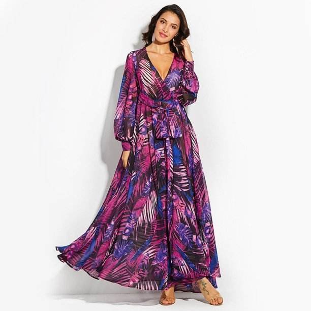 Custom Designs Floral Printed Vacation Beach Women Elegant Dresses Vintage Holiday Maxi Long Dress Summer Casual Dresses