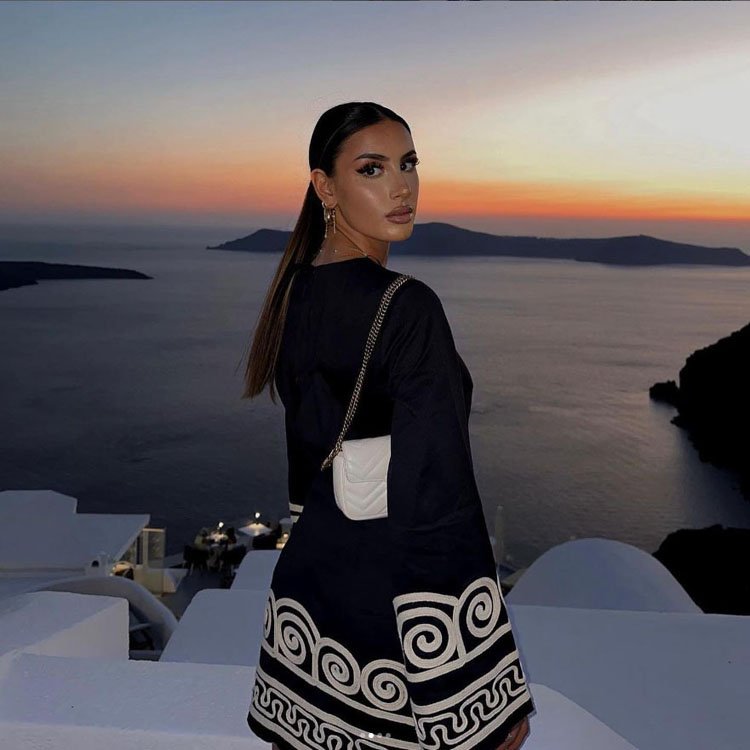 2023 Summer New Product Launch Women Dress Crew Neck Embroidery Pullover Striped Long Sleeve Mini Dress Elegant Casual Dress