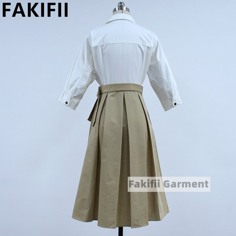 2024 Brand Fashion Summer New Patchwork Color Custom Cotton V-neck Office Dress Casual Midi Ladies Dress Elegant