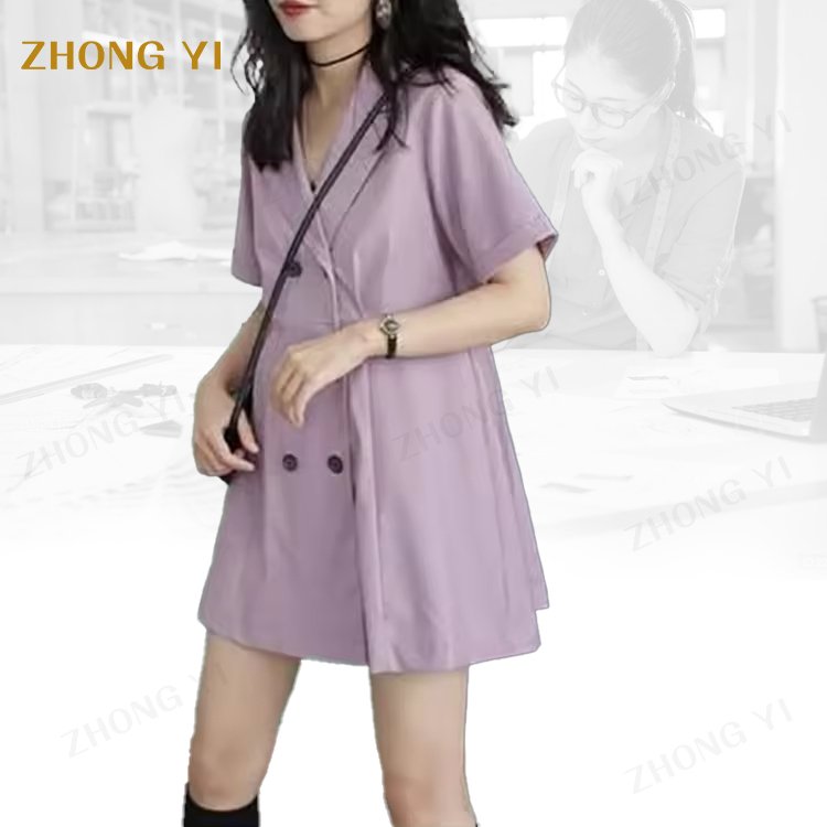 Custom Elegant Women's Office Skirt Breathable Fashion Soft Lady Business Short Sleeve School Uniform Mini Casual Dresses