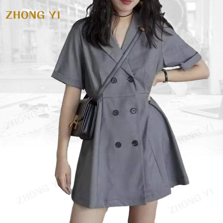 Custom Elegant Women's Office Skirt Breathable Fashion Soft Lady Business Short Sleeve School Uniform Mini Casual Dresses