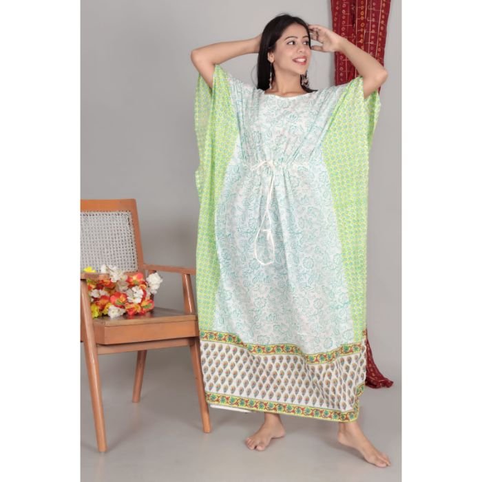 Cotton Kaftan Dress Free Size Body Cover up Long Kaftan Embroidery Islamic Muslim Women Casual Dress Print Pure Cotton Adults