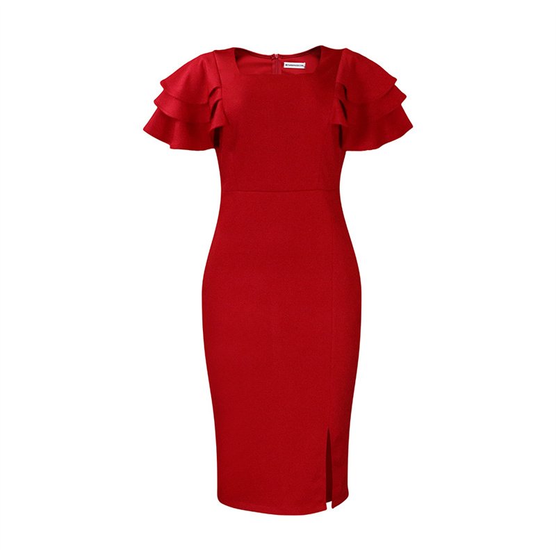 Outgoing bodycon ruffle woman one-piece office party business women dress