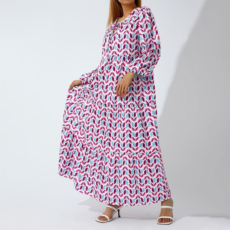 2024 new arrivals Puff Sleeve Maxi Elegant elbise Party Women Summer Casual Beach Floral V-neck Loose Holiday Boho Dress