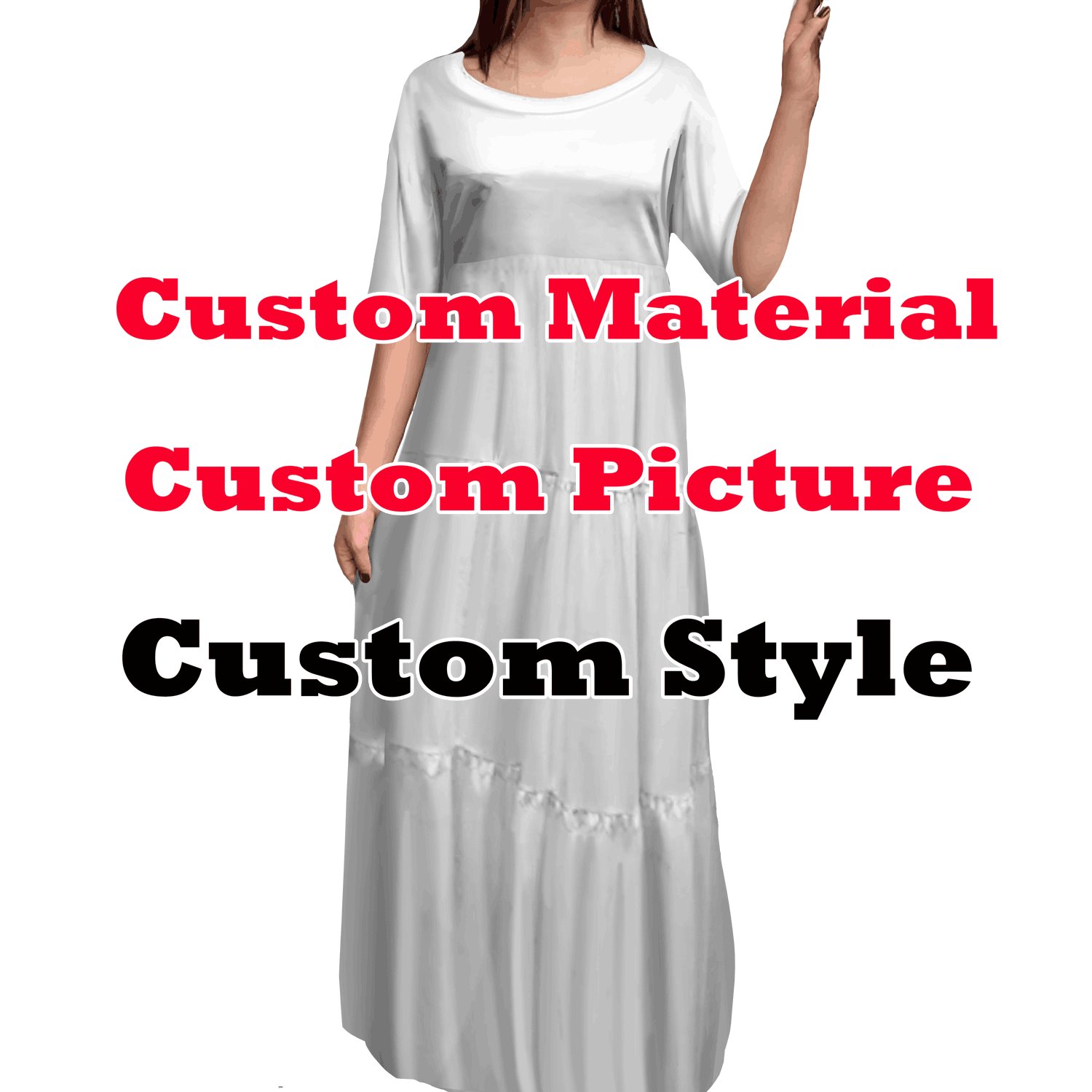 New Fashion Custom Pacific Island Art Print Ruffle Tiered Dress Crew Neck Polynesian Maxi Dresses Women Half Sleeve Loose Dress