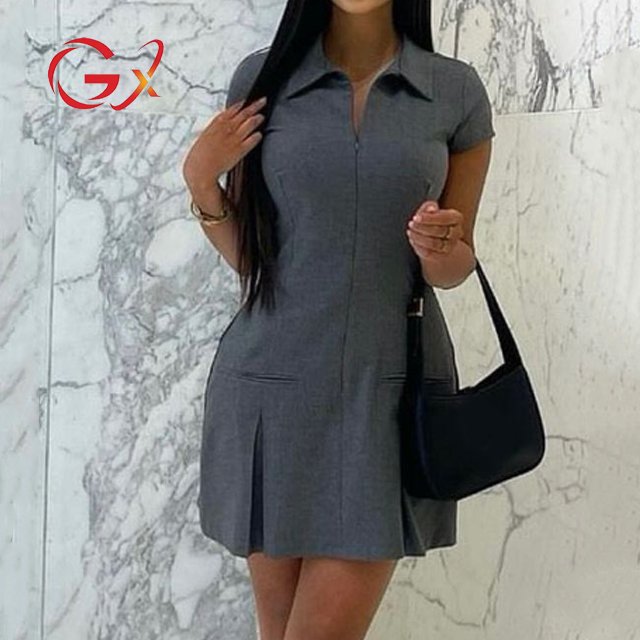 GX8342 Summer 2024 Sexy Style Elegant Mini Dresses Sleeveless Casual Women's Pleated Dress