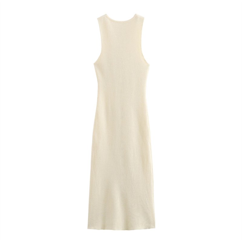 TAOP&ZA European and American style women's new fashion solid color round neck sleeveless knitted slim long dress