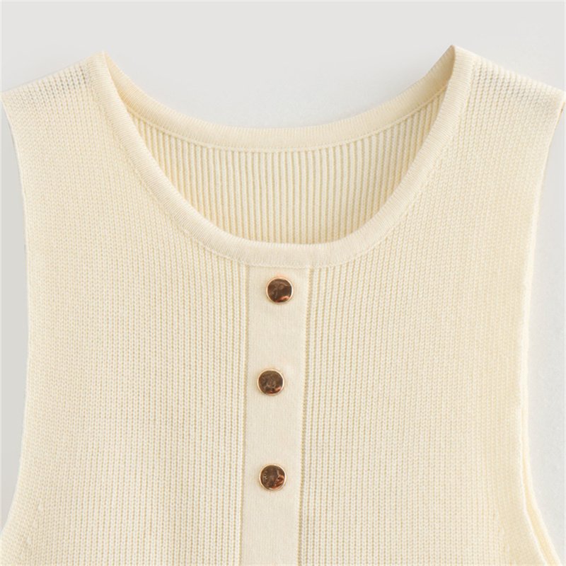 TAOP&ZA European and American style women's new fashion solid color round neck sleeveless knitted slim long dress