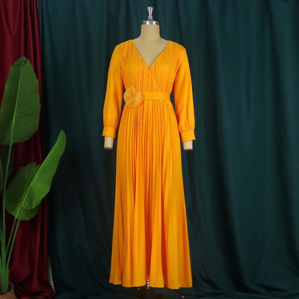 New Design plus size women clothing High waist Loose Long women casual Dress Women Plus Size Dress With Belt