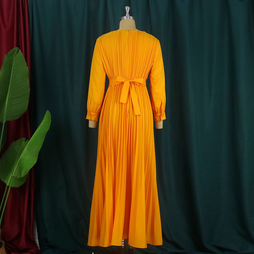 New Design plus size women clothing High waist Loose Long women casual Dress Women Plus Size Dress With Belt