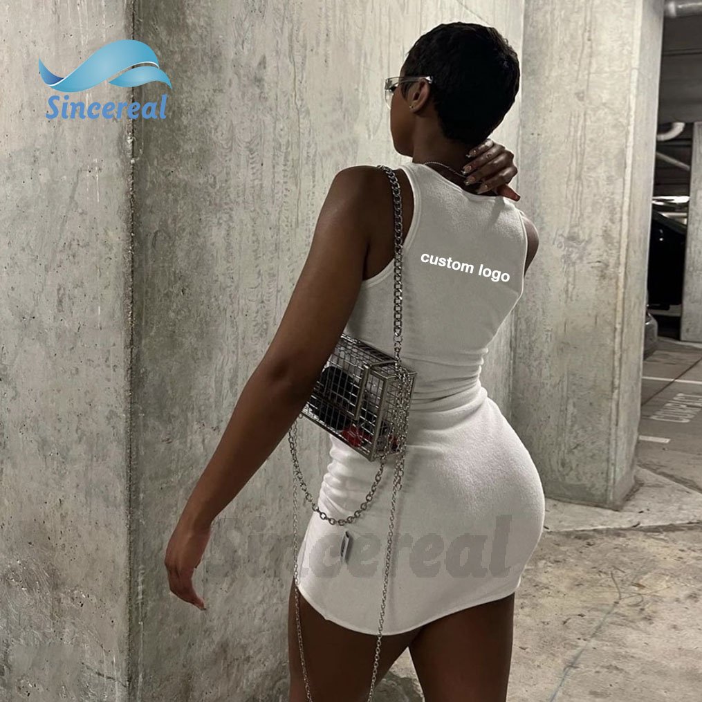 Fashion popular designer sexy custom bodycon sleeveless summer prom 2024 terry towel formal Mini tank top casual dresses