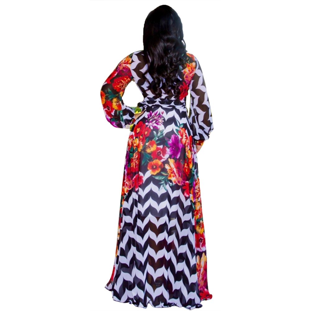Hot Sale Long Printed Lady Dresses Casual Maxi Dress
