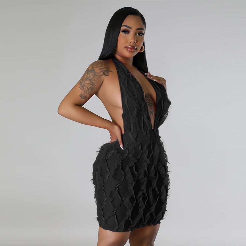 CY900728 New Translucent Bodycon Mini Dress Halter Sleeveless Sexy Night Club Party Dresses Women