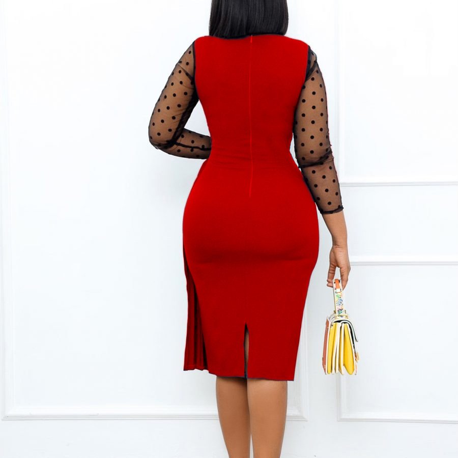 2023 ladies woman mesh sleeve formal work office peplum vintage modest pencil party plus size elegant career dresses for women