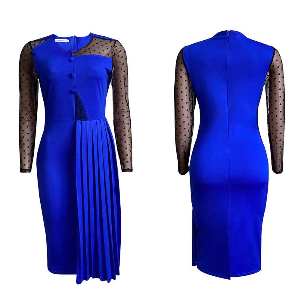 2023 ladies woman mesh sleeve formal work office peplum vintage modest pencil party plus size elegant career dresses for women