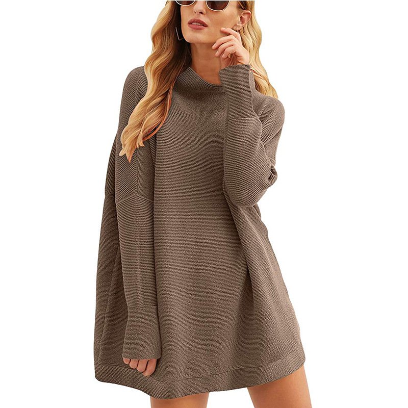 Custom Logo Plus Size Fashion Vintage Fall Sexy Cotton Long Sleeve Knit Sweater European Casual Dresses