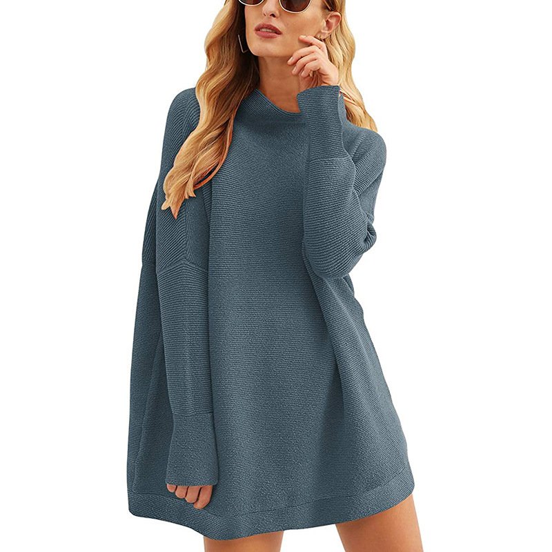 Custom Logo Plus Size Fashion Vintage Fall Sexy Cotton Long Sleeve Knit Sweater European Casual Dresses