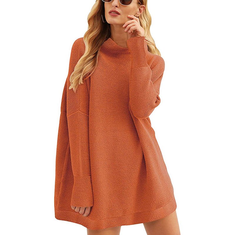 Custom Logo Plus Size Fashion Vintage Fall Sexy Cotton Long Sleeve Knit Sweater European Casual Dresses