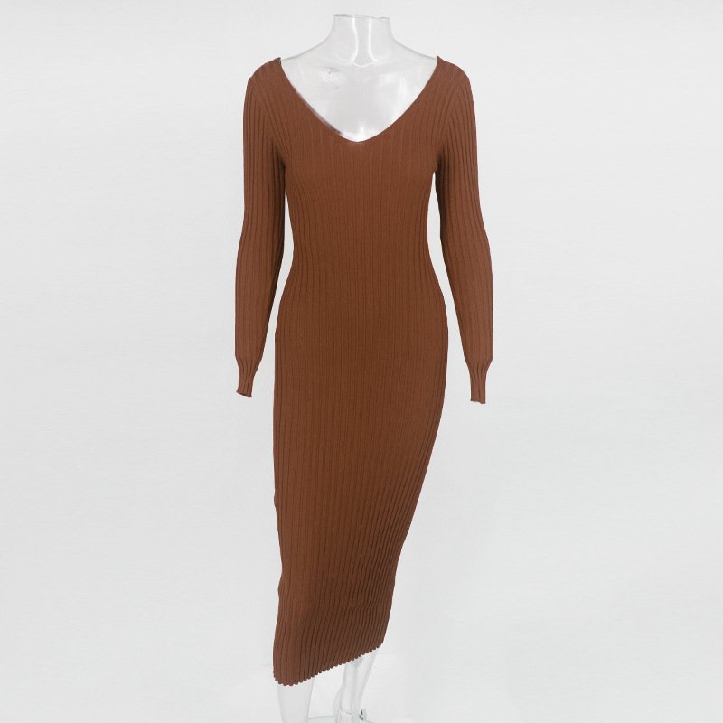 Boutique clothing elegant casual sweater knit strapless basic bodycon dresses women