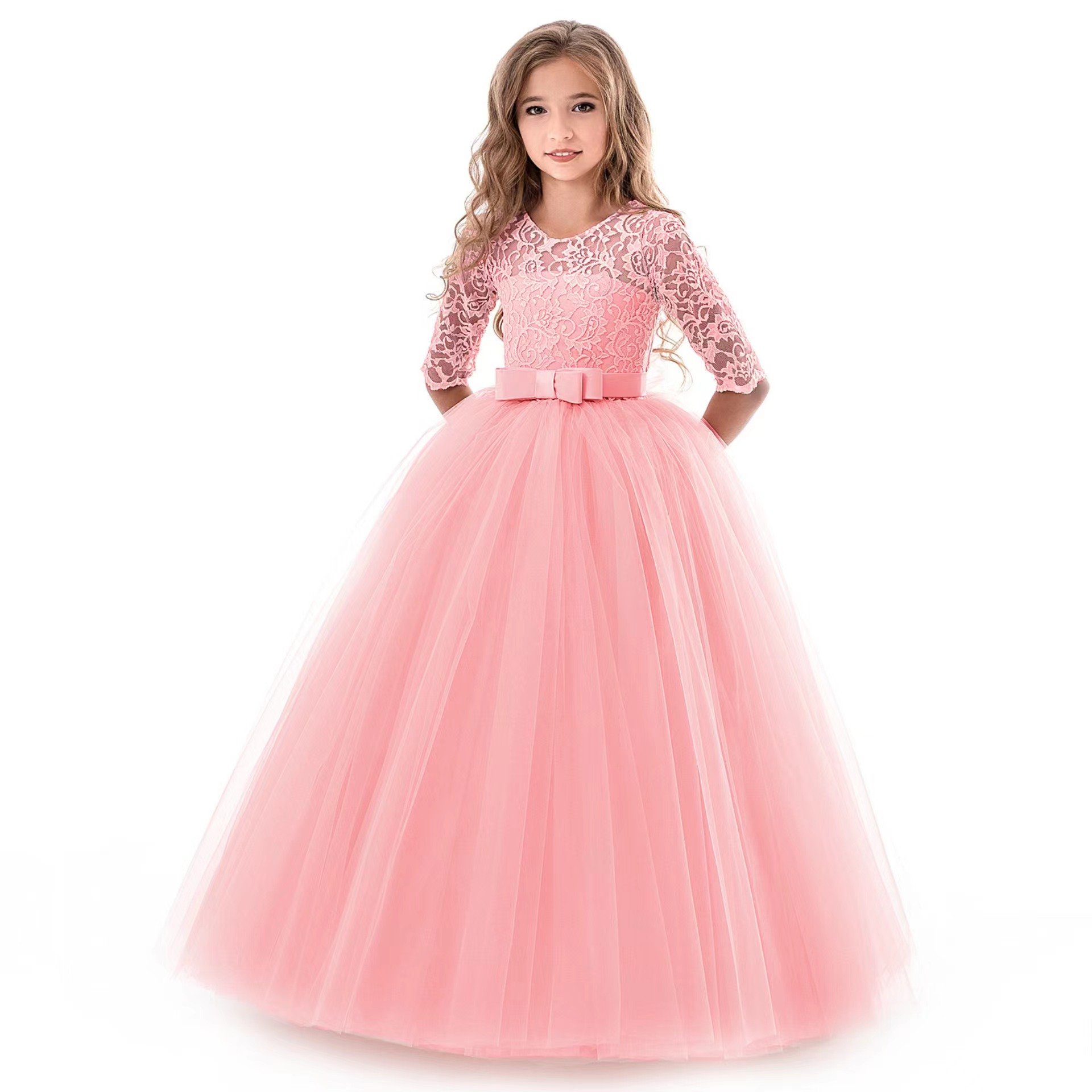 Red Flower Tulle Flower Princess Boutique Dresses For Little Girls Kids Party kids christmas dress