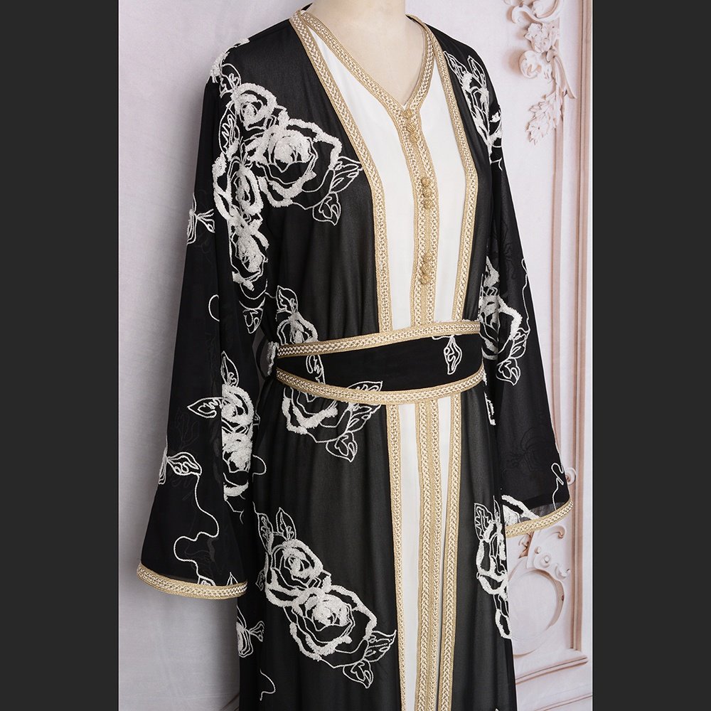 2024 Middle East high quality embroidered Islamic clothing two-piece Arab women elegant loose casual dress