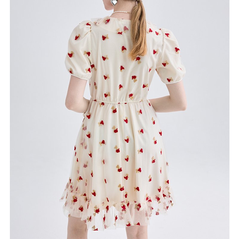 Casual dresses women lady elegant fashion long sleeve V-neck breathable floral long vintage dress