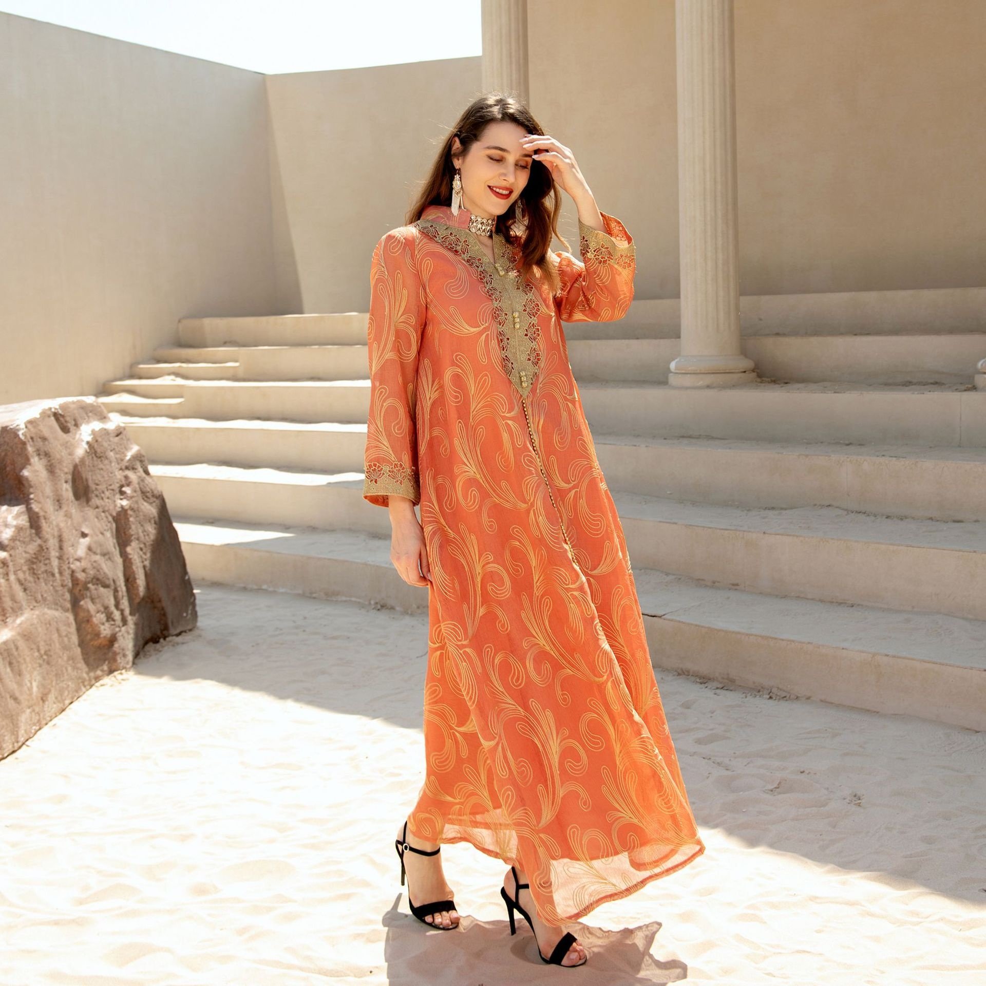 Ramadan Eid Mubarak Robe Djellaba Marocan Kaftan Female Dubai Abaya Turkey Islam Muslim Prayer Dress 2022 Islamic Clothing