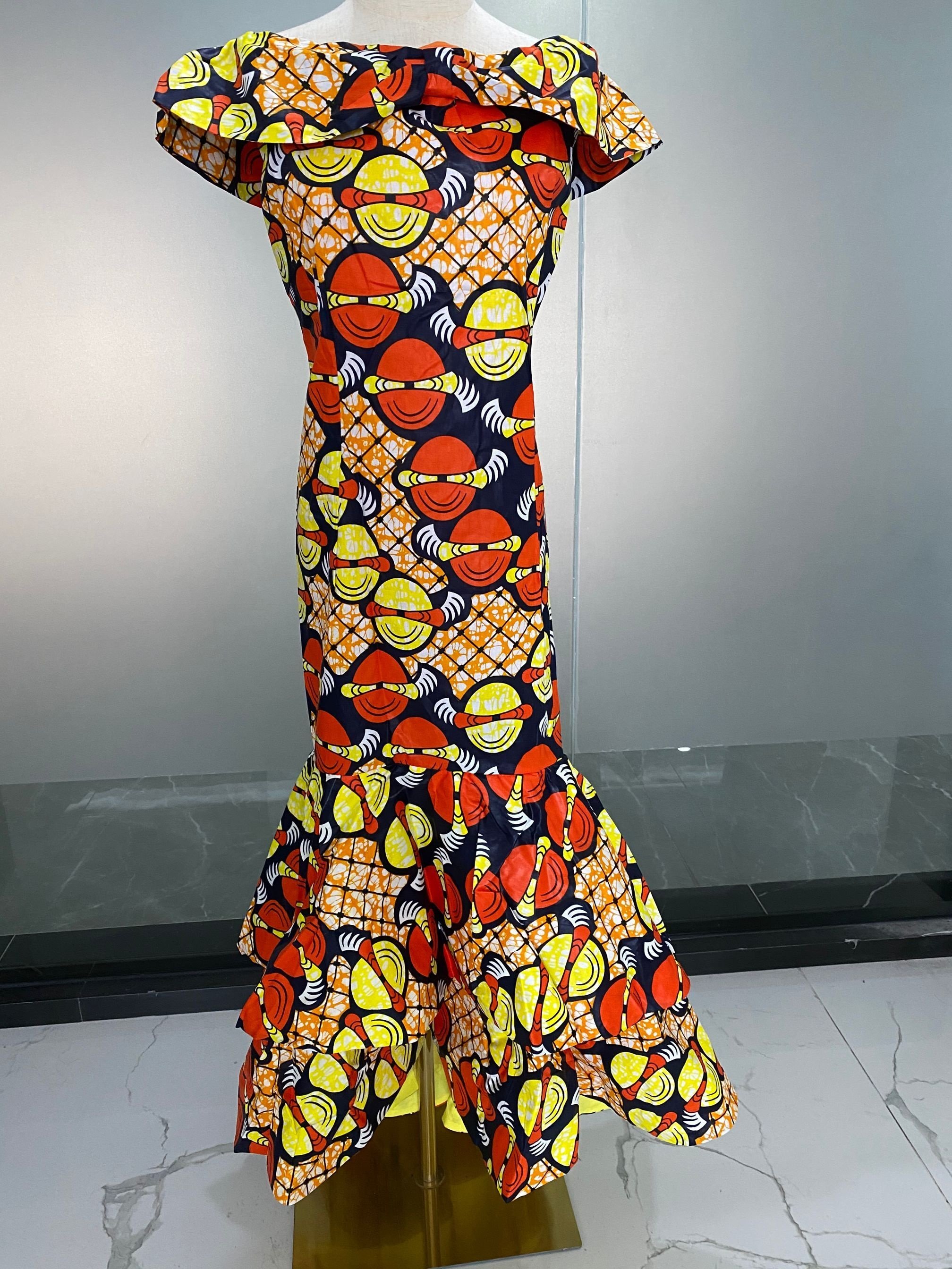 African batik design dress Dashiki party batik long dress cotton wax batik casual dress