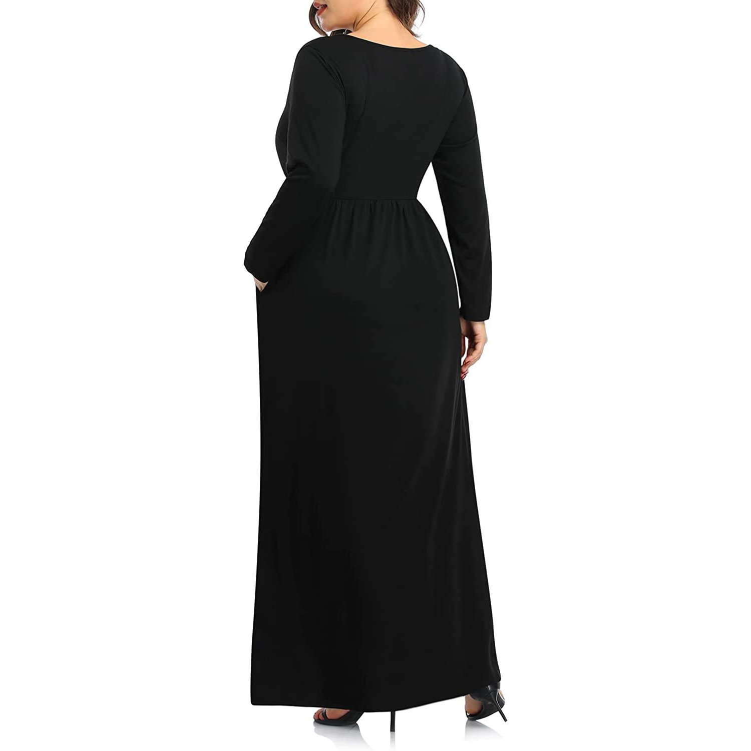 Custom Plus Size 5X Women's Clothing Classic Plain Loose Long Sleeves Autumn Lady Maxi Party Elegant Casual Dresses With Pockets
