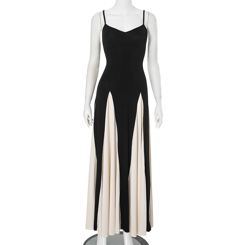 Spaghetti Strap Block Color Elegant Evening Ladies Dress Summer Fall Casual Clothes 2024 Y2k Streetwear Manufacturer