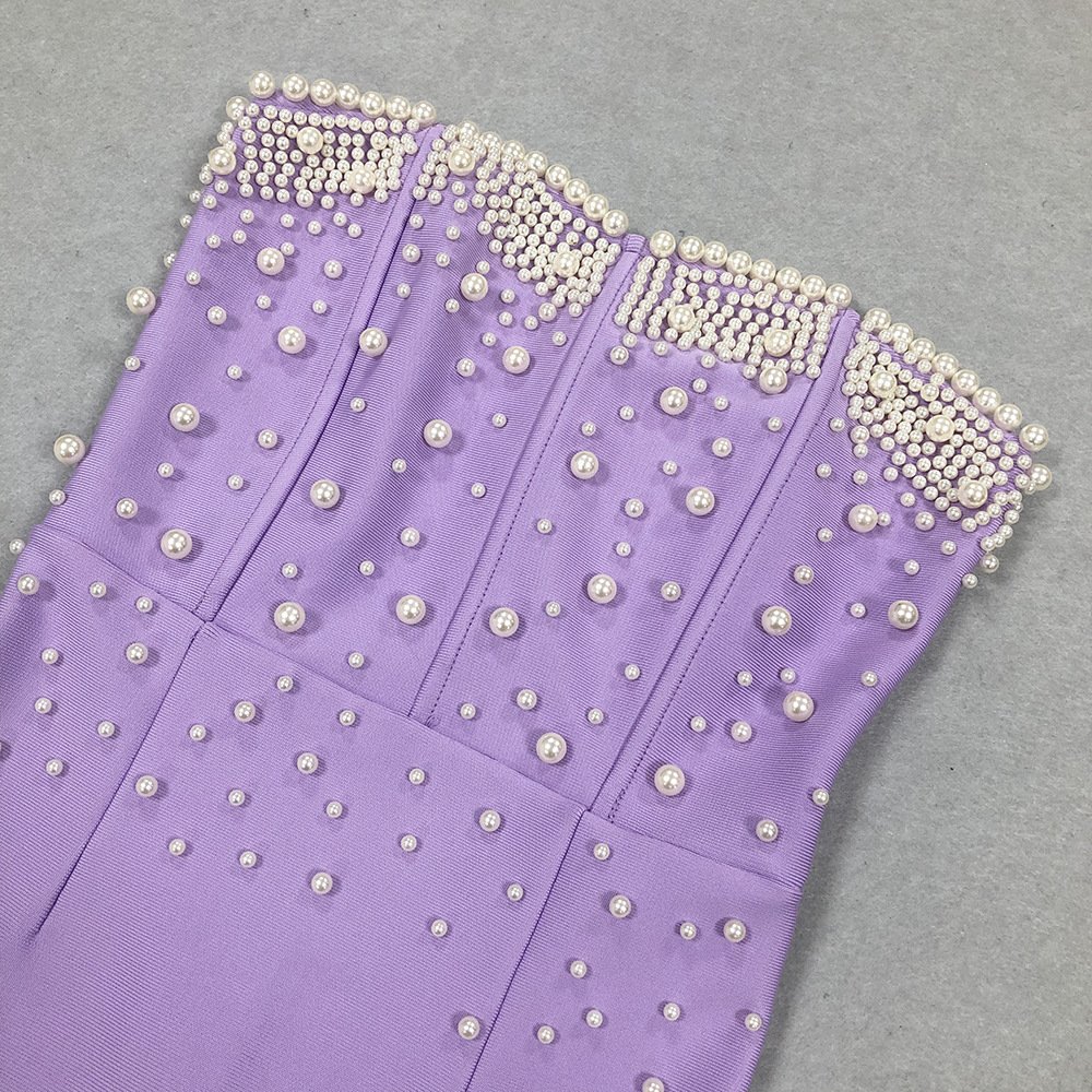 FUDA AB354 High Quality Puff Long Sleeve Female Dress Court Style Embroidered Cutout beaded longTight Fit dress