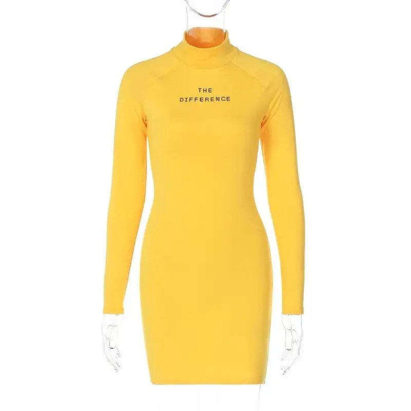 Mini Dress Women Skinny Long Sleeve Streetwear Robe Femme Elegant Autumn Dress 2023
