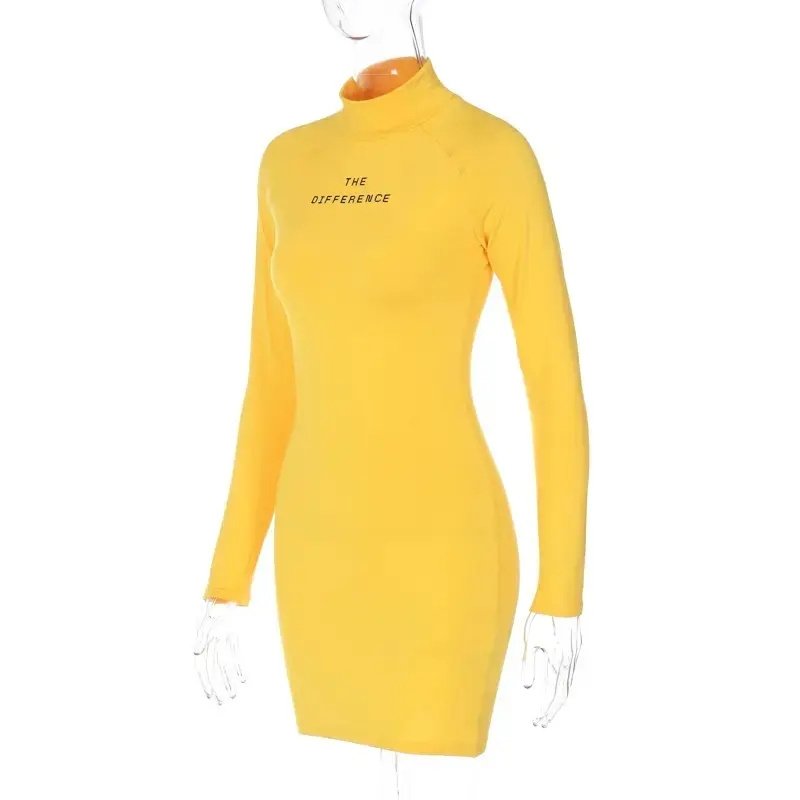 Mini Dress Women Skinny Long Sleeve Streetwear Robe Femme Elegant Autumn Dress 2023