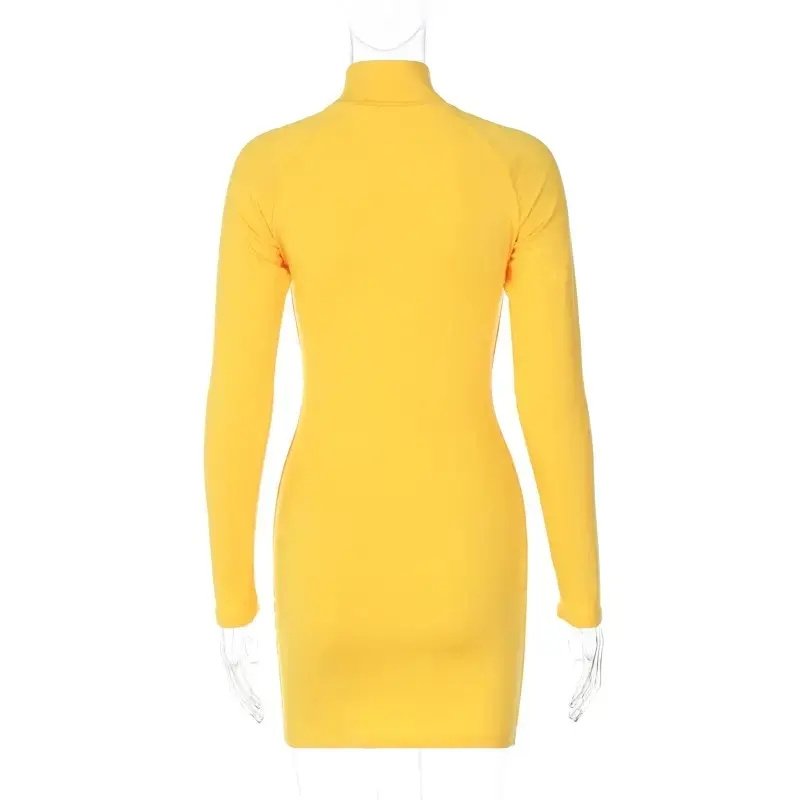 Mini Dress Women Skinny Long Sleeve Streetwear Robe Femme Elegant Autumn Dress 2023