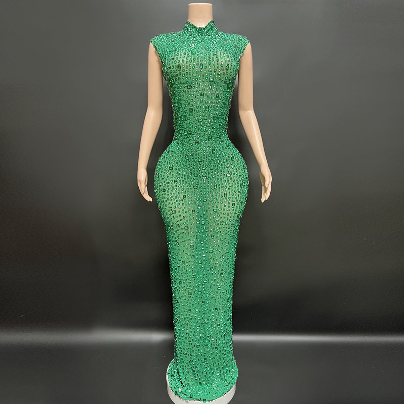 Novance Y2507-G Green Club Outfits Night Club Cloth Women Clothes Fashion Casual Dresses Club Dress Transparent