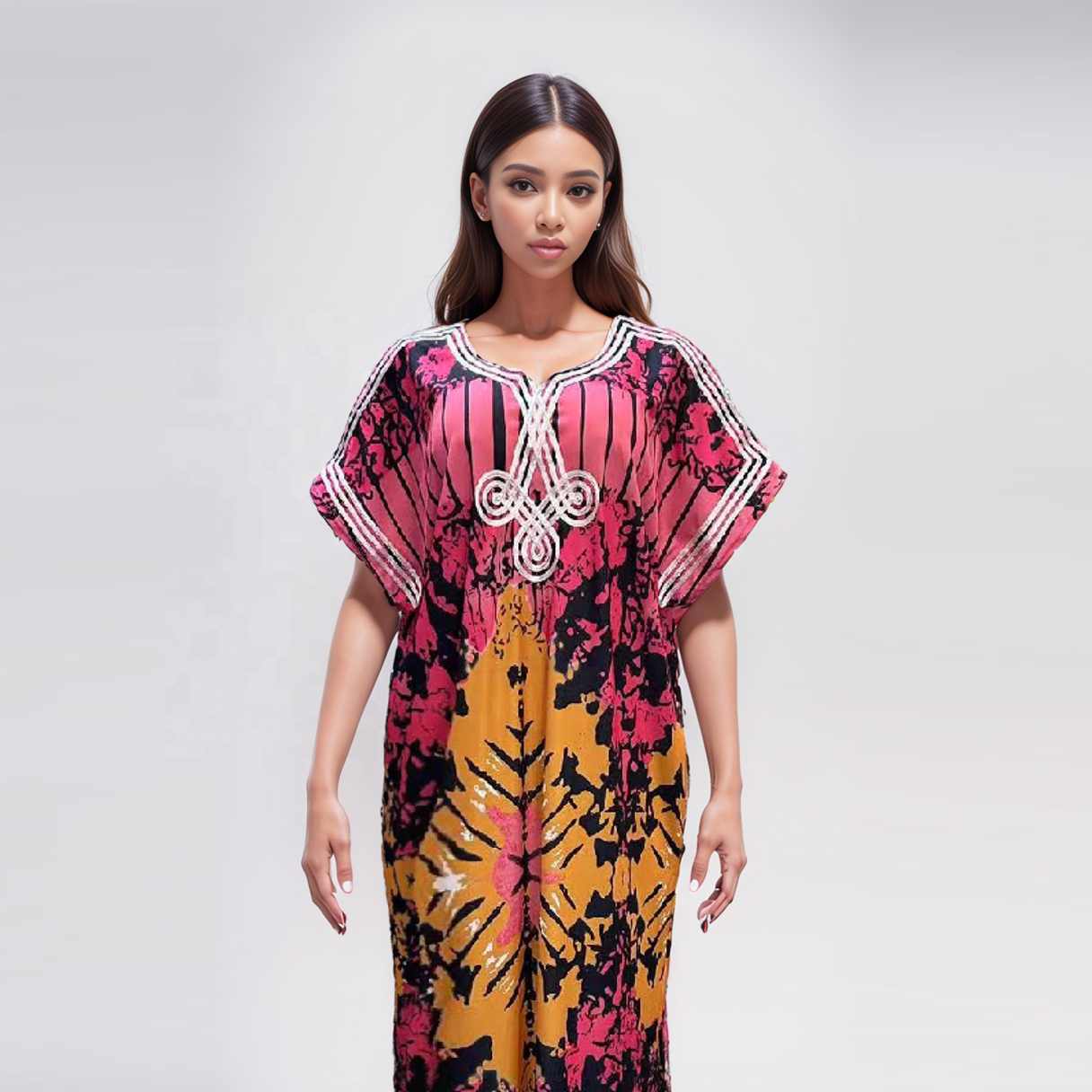 New Fashion Style Embroidery Design Ethnic Printing Robe African Summer Casual Women Dress