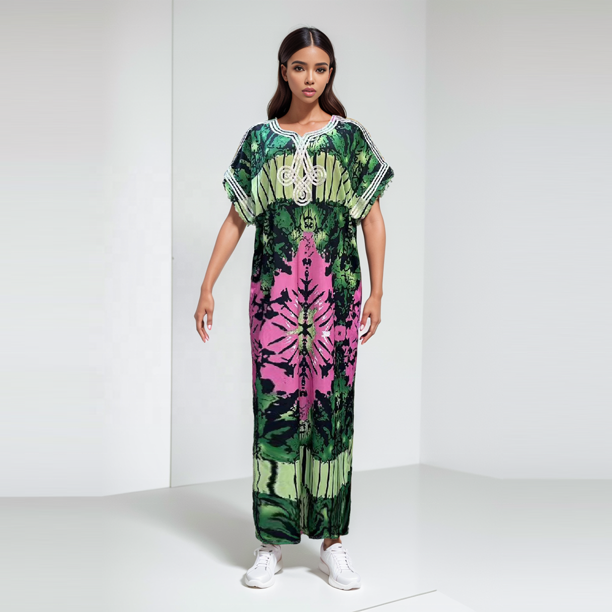 New Fashion Style Embroidery Design Ethnic Printing Robe African Summer Casual Women Dress