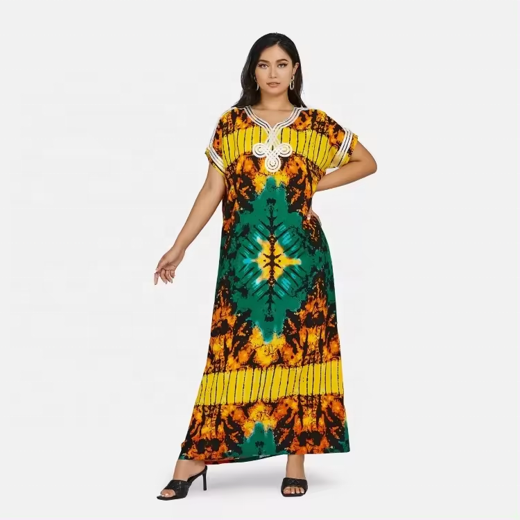 New Fashion Style Embroidery Design Ethnic Printing Robe African Summer Casual Women Dress